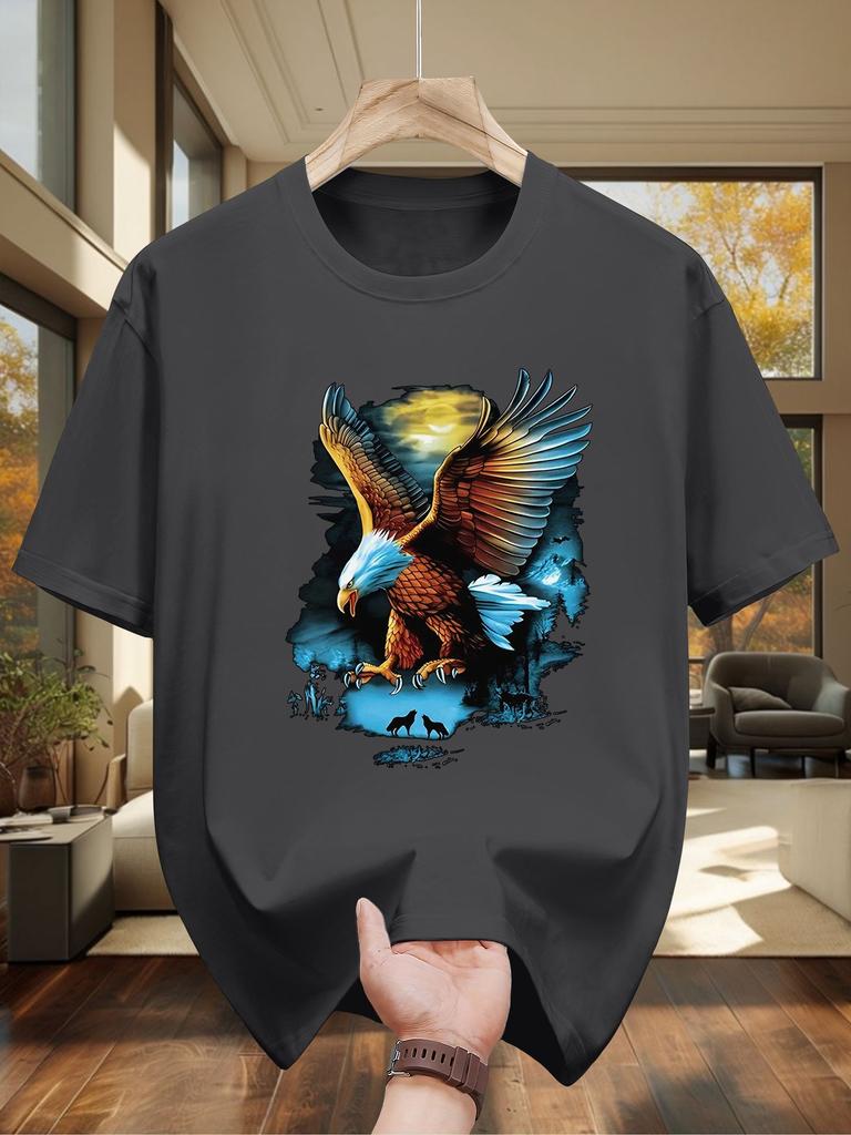Men Tshirt Featuring A Majestic EaglePattern with A Casual andVersatileStyleMade of BreathableFabricSuitable forSummerDailyWear