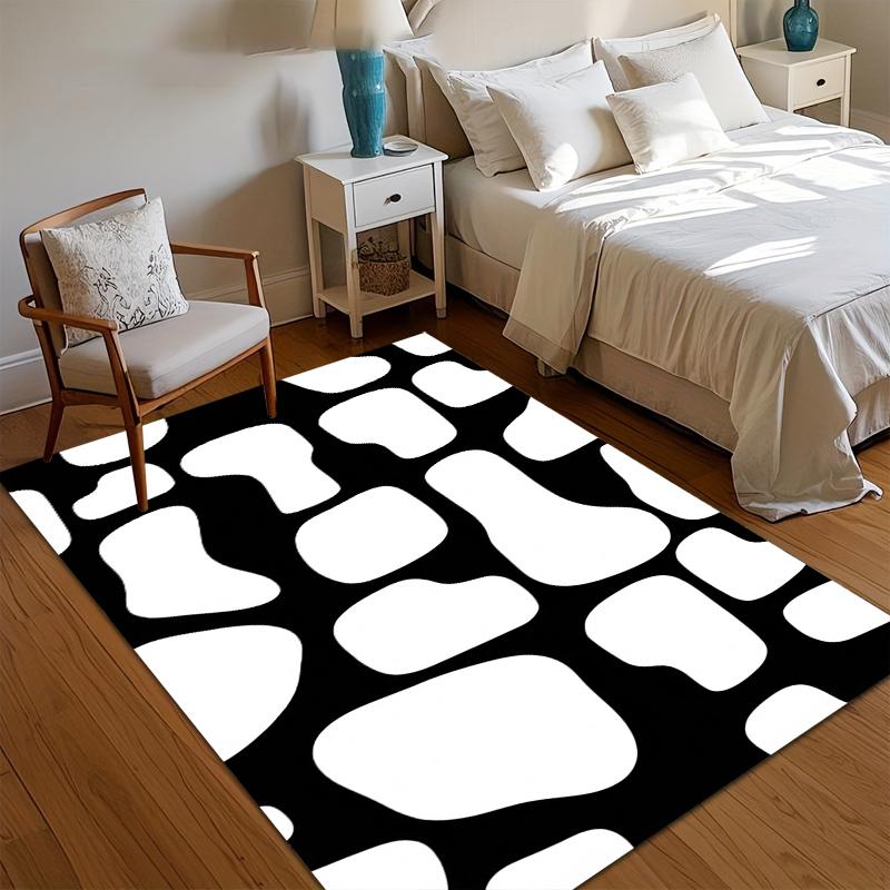 Chic Area Rug Soft Non Slip Thick Floor Mat Minimalist Black Design for Living Room Bedroom Kitchen Rugs for Bedroom Rug