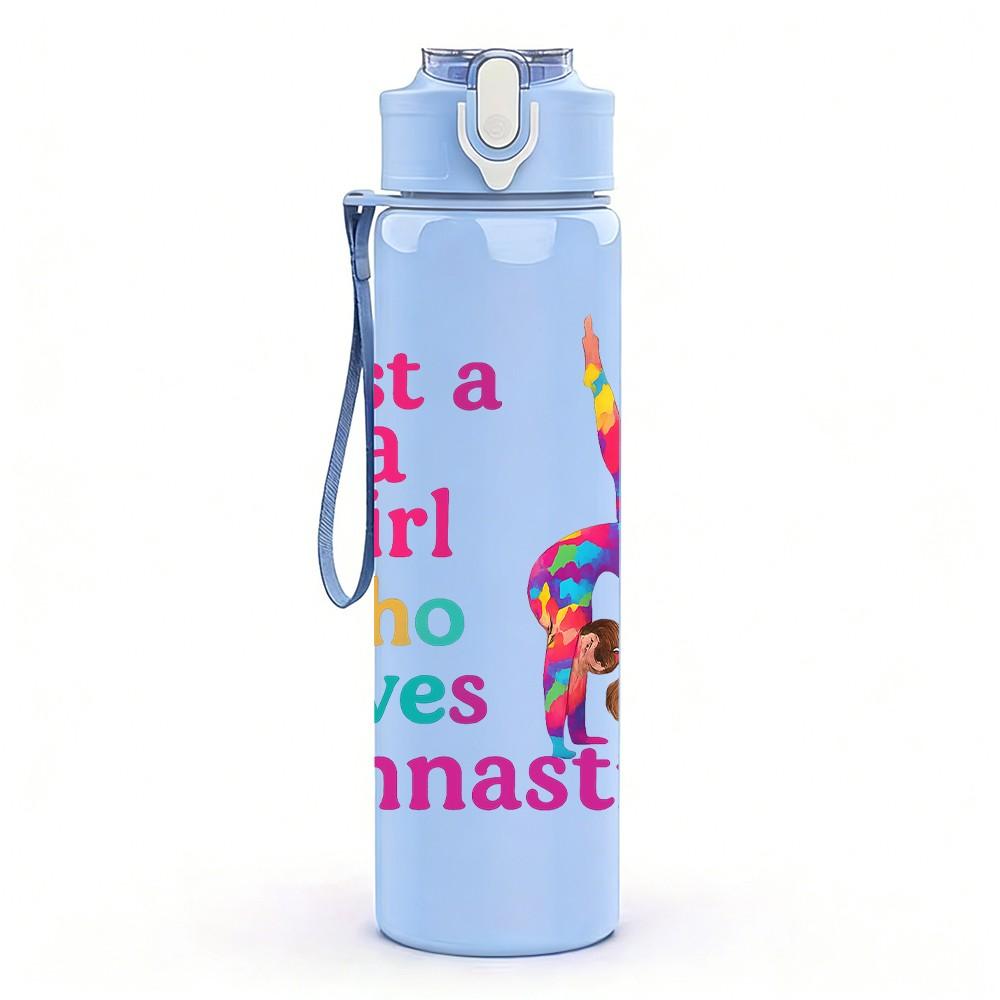 1PC Girl Loves Gymnastics Rainbow 750ml Color Plastic Sports Water Bottle Leakproof Flip Straw Lid Suitable for Sports Office Home Use