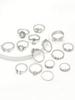 15pcs/Set Knuckle Water Drop Hollow Rhinestone Heart Design Open Rings Vintage Silver Color Women Ring Valentines Jewelry Gifts