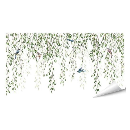 Green Plants Wall Sticker Self-adhesive Waterproof PVC Spring Floral Plants Sticker Home Office Living Room Bedroom Wall Decoration Decal