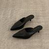 Simple pointed head high heel bag head half slippers women's summer fashion versatile casual wear solid color thin heel cool slippers tide