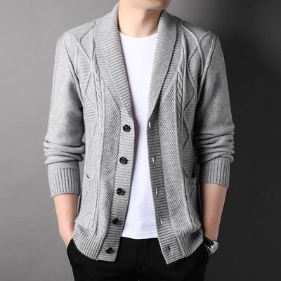 Autumn and Winter Thickened Casual Sweater Men's Knitted Sweater Jacket, Retro V-neck Men's Knitted Cardigan Men's Clothing