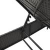 Sun Lounger with Table and Cushion Black Poly Rattan