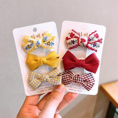 3pcs/set Ins Bow Hair Pin for Children Girl Tie Bow Floral Solid Color Hair Clips Baby Bang Side Clip Kid Girl Hair Accessories
