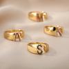Rainbow Zircon Letter Rings For Women Mote Chunky Bred Letter AZ Rustfritt stål Ring Bryllup Boho Smykker Gave 2024