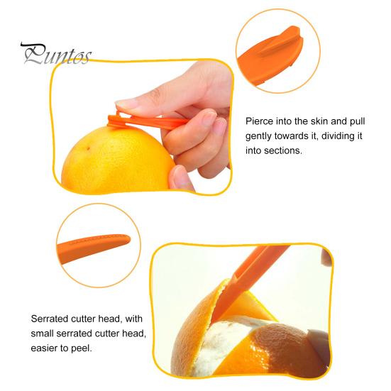 4-teiliges Hand-Orangenschäler-Werkzeug, problemloser Zitrusschalenschneider, einfacher Obstschneider, Zitronenschalenentferner, Küchenhelfer