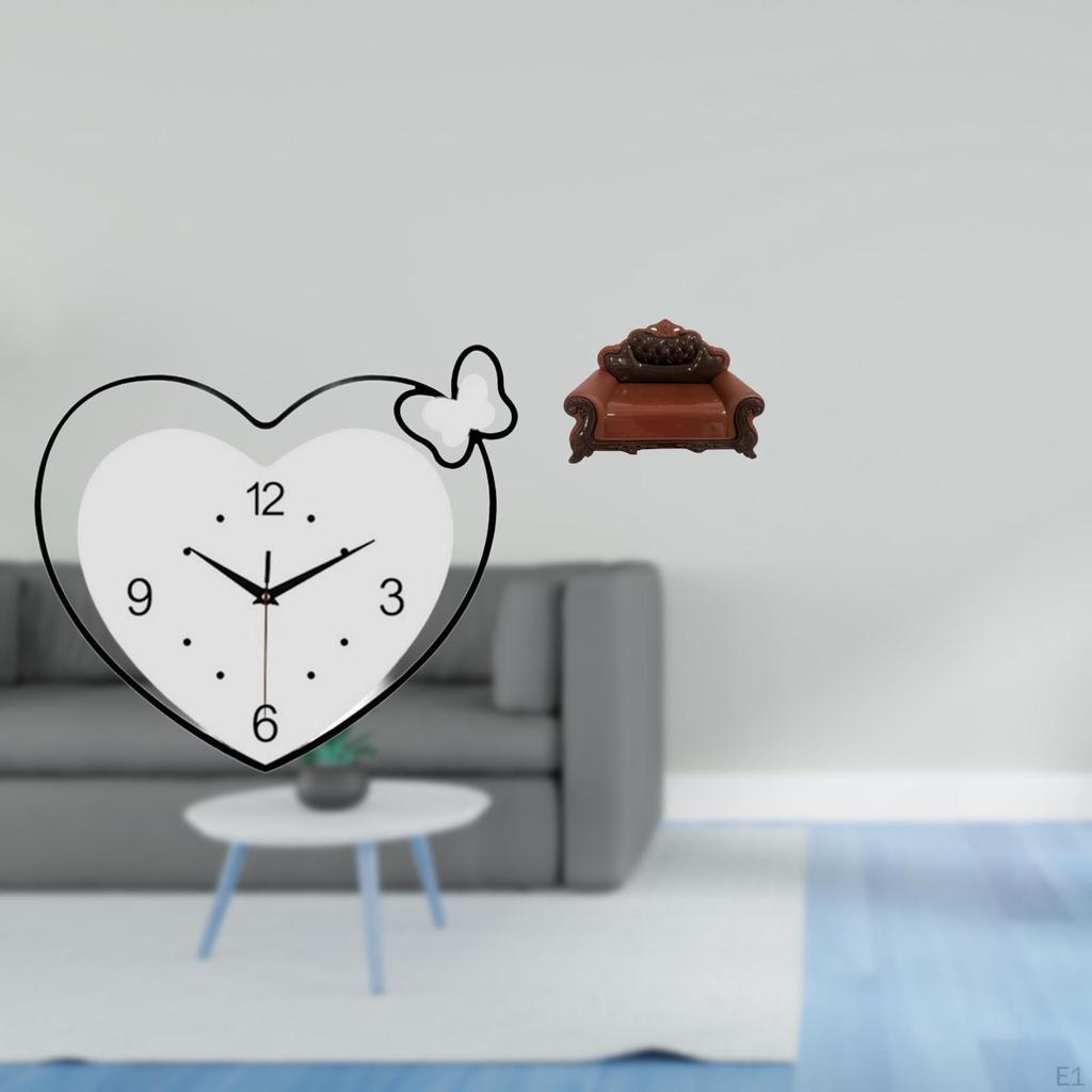 Acrylic Clock Creative Design for Study Room Cafe Office with Miniature Sofa Chair Model DIY