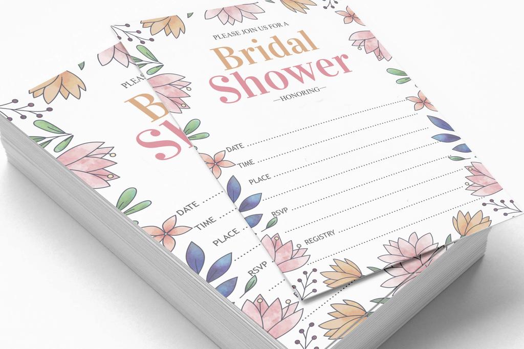 Inkdotpot 30 Bridal Shower InvitationsA  FloralA  Wedding Fill-In Style Invites Blank