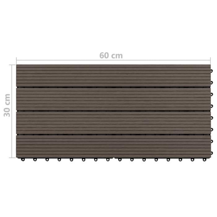 Carreaux de terrasse vidaXL - Marron foncé - WPC - 60x30 cm - 1,08 m²