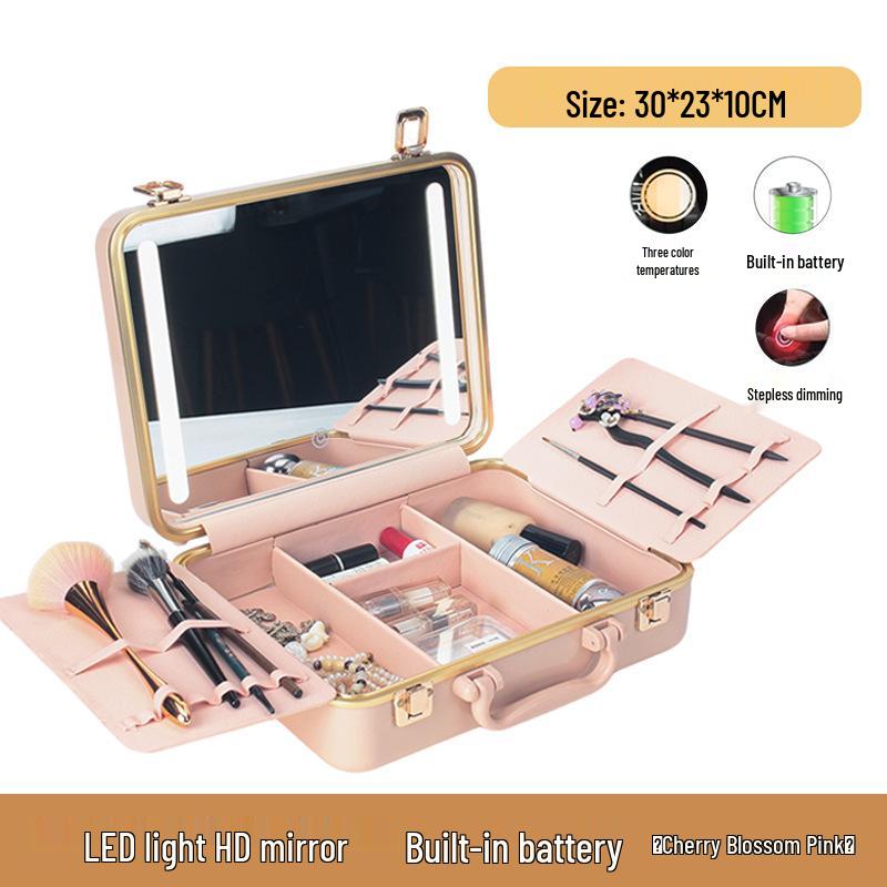 

Compact LED Makeup Artist Box with Mirror and Dimmable Light