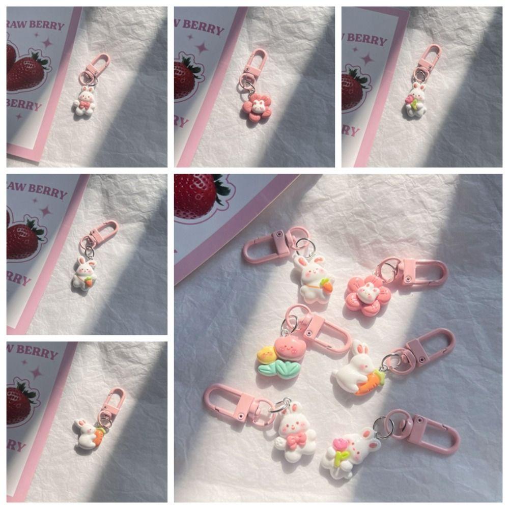 

Bunny Carrots Bunny Carrots Keychain Resin Rabbit Tulip Keyring Lucky Friendship Gift