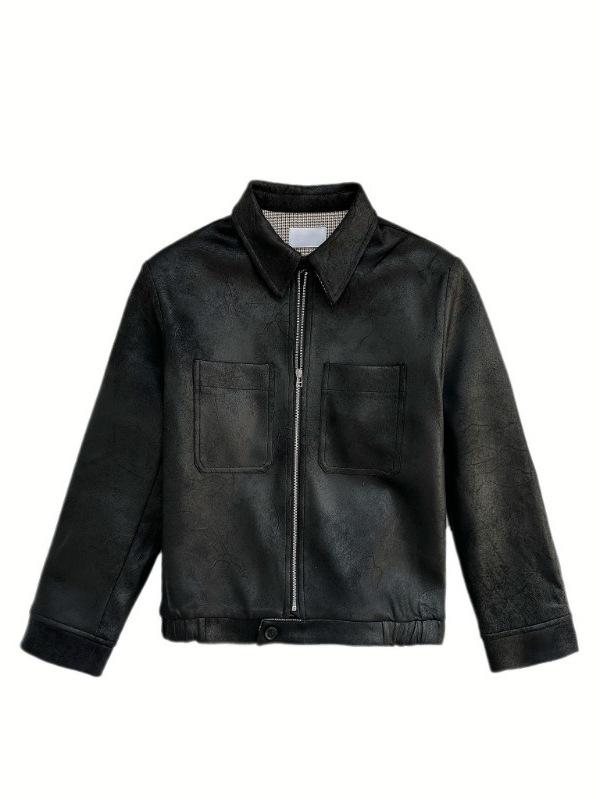 Men's High Street Trendy PU Leather Plaid Jacket - Autumn/Winter Short Casual Style