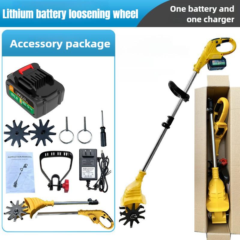 Cordless Electric Soil Loosening Machine Small Portable Agricultural Rotary Tiller Garden Folding Telescopic Loose Soil Wheel