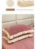 Set of 2 Winter Velvet Pillowcases, 48x74, Solid Color with Lace, for Girls and Dorms