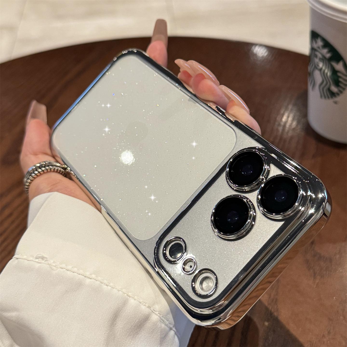 

Electroplated Stardust Glitter iPhone 17 Case with Transparent Built-in Lens Film and Drop-Proof Protection iPhone 15 Pro