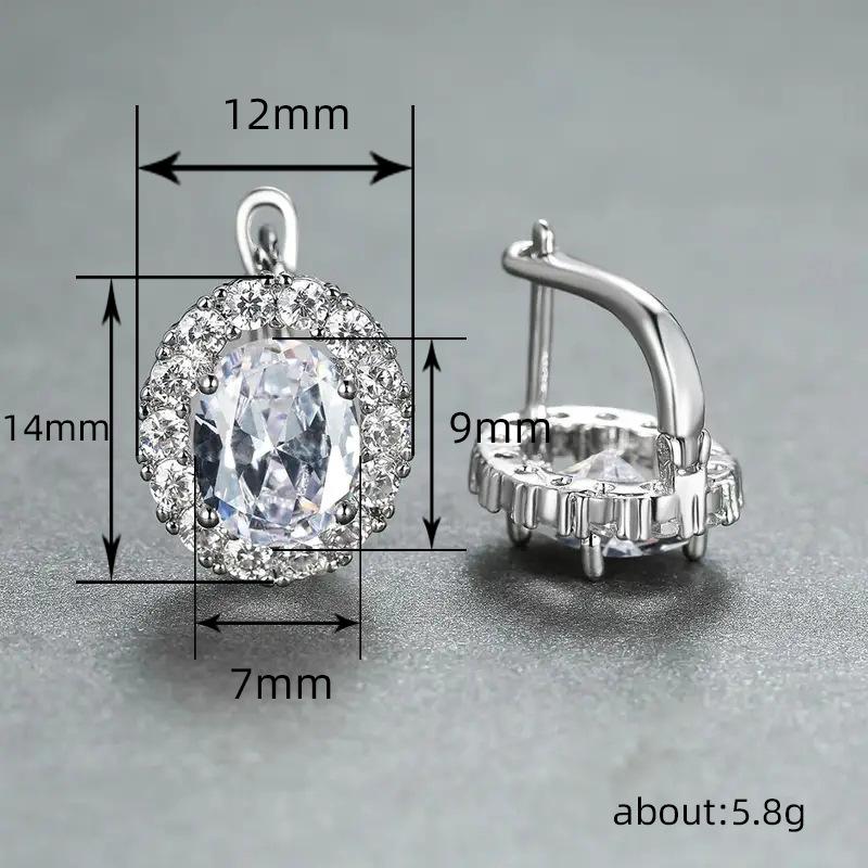 Ladies' Elegant Synthetic Zircon Surround Earrings, Available in Multiple Colors, Suitable for Exquisite Jewelry in All Occasions