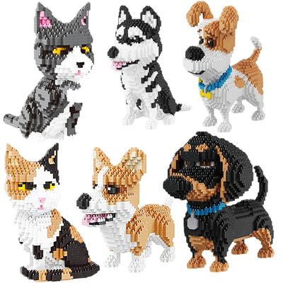Micro-Particle Building Blocks for Children, Pet Dog and Cat Animal Assembly Model Ornaments, DIY Educational Toys, Teaching Gif