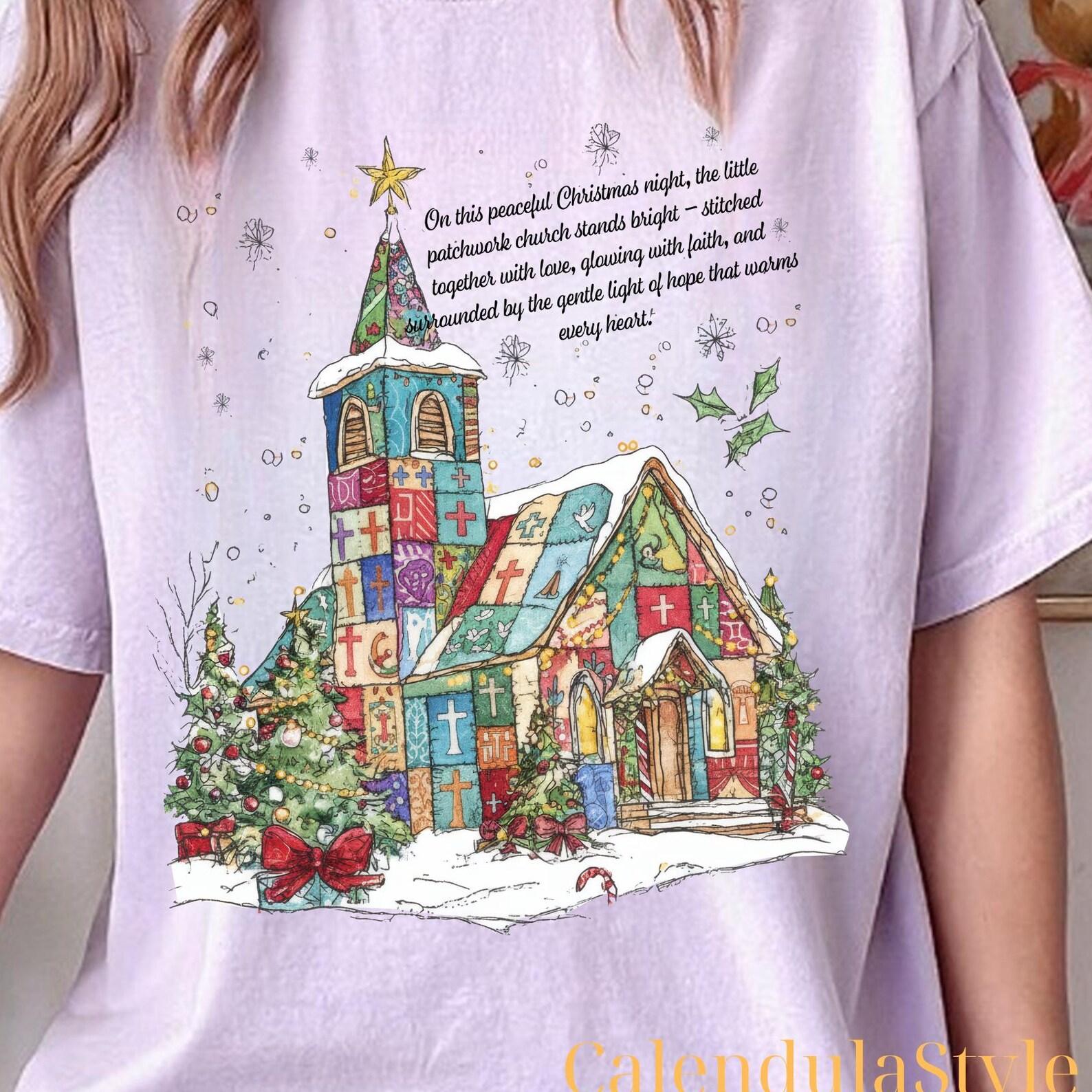 Patchwork Christian Christmas Shirt, Religious Christmas Church, Glory to God Shirt, Jesus Is The Reason For The Season Shirt XL