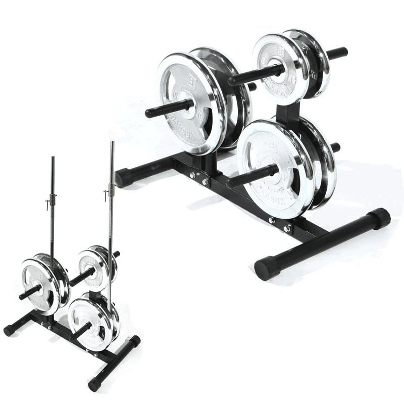 Home Barbell and Dumbbell Plate Storage Rack with Large and Small Hole Compatibility for Fitness Rooms