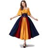 Cosplay European and American retro dress contrasting color splicing Feifei sleeves lace waist princess dress one-word shoulder dress skirt tutu skirt