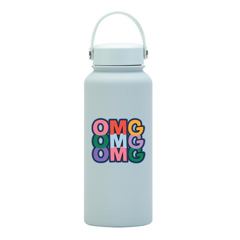 1L Thermos Cup Large Capacity Wide Mouth Portable Vacuum Sports Kettle Outdoor Printing Water Cup Female