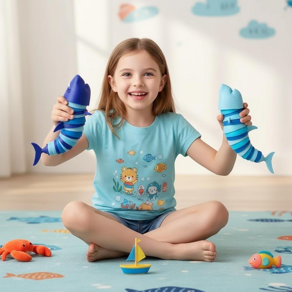 Fidget Toys Slug 3D Articulated Stretch Shark Stress Reliever For Adults Kids Anti-Anxiety Office Desk Toy Gifts