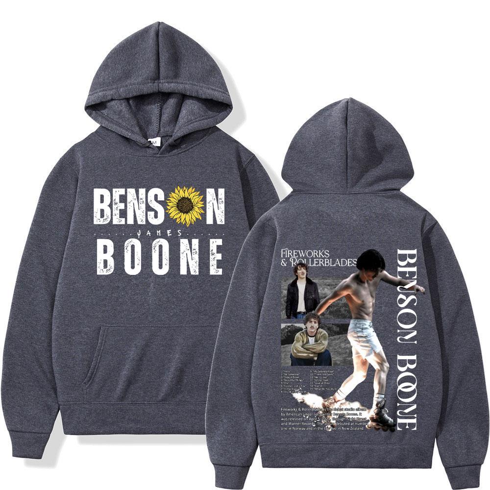 Benson Boone Hoodies Fireworks & Rollerblades 2024 Tour Pullovers Men's Women Fashion Long Sleeve Oversized Sweatshirt Fans Gift