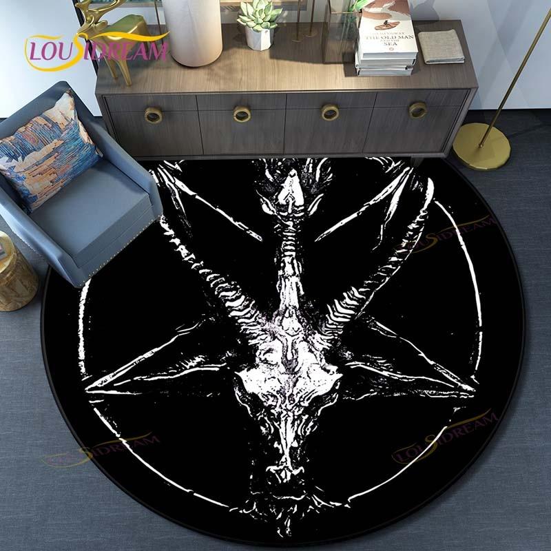 Skull 3D Print Waterproof and Non-slip Circle Cute Floor Rug Round Area Rugs Living Room Children Chair Tent Play Game Carpets