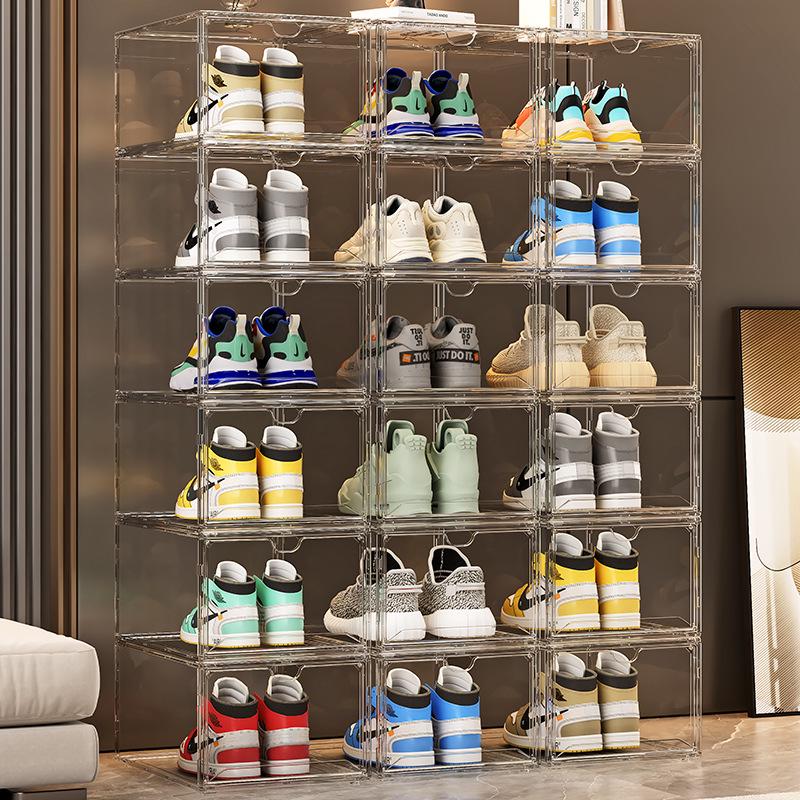 Acrylic Magnetic Shoe Storage Box – Transparent, Anti-Oxidation Shoe Cabinet and Rack for Sneakers.