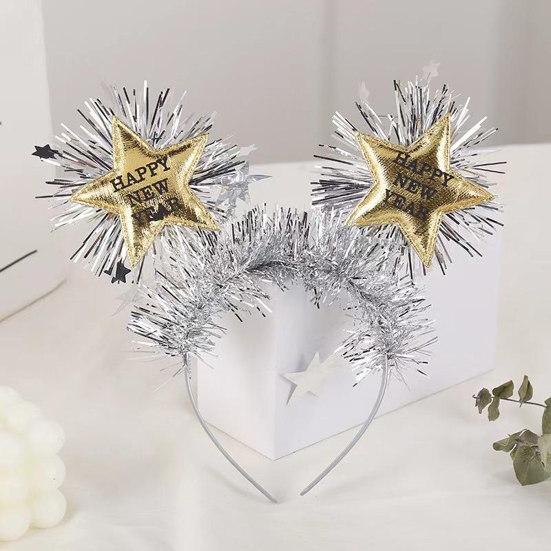 Festive Five-Pointed Star Headband – Colorful Gold & Silver for Christmas & New Year Celebrations