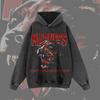 Mens Oversized Hooded Sweatshirt With Vintage Doberman Print Streetwear Casual Pullover