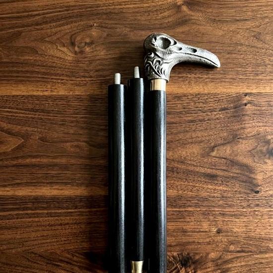 Raven Skull Walking Cane Gothic Crow Head Wooden Walking Stick 91.44 cm