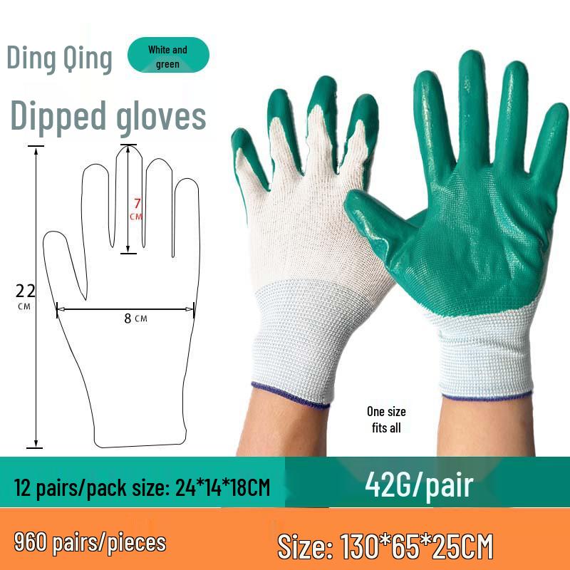 Durable Waterproof Nitrile Work Gloves - Non-Slip, Wear-Resistant, Half-Rubber for Construction Use