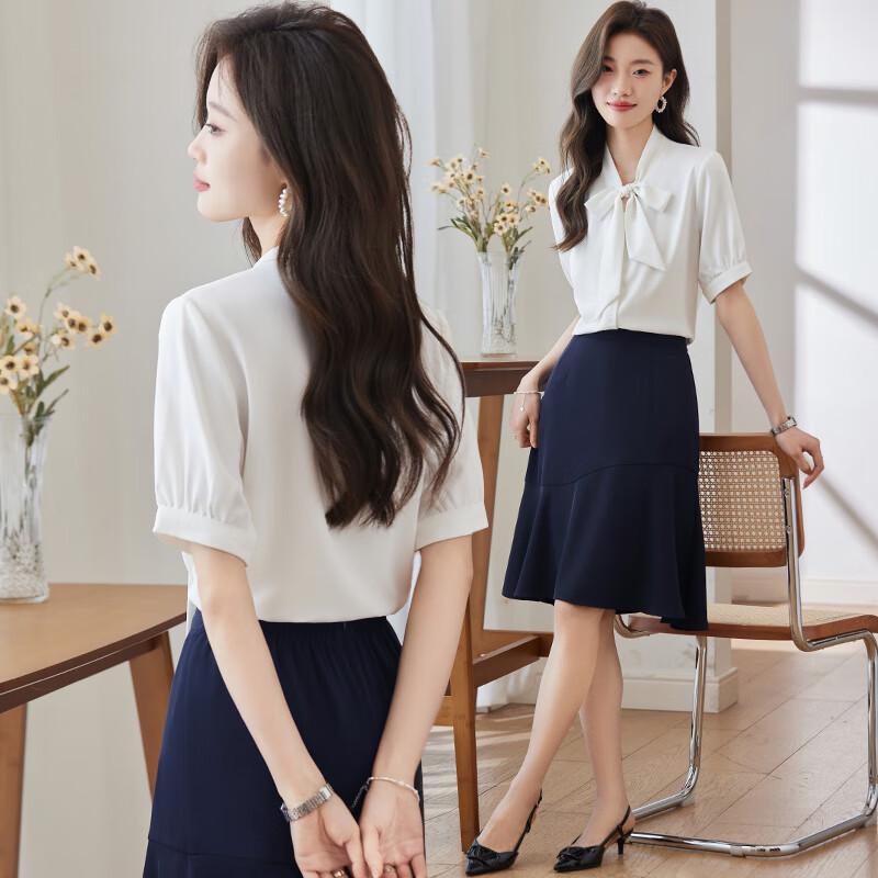 Tluoman Elegant French Style Bow Knot White Shirt 2XL