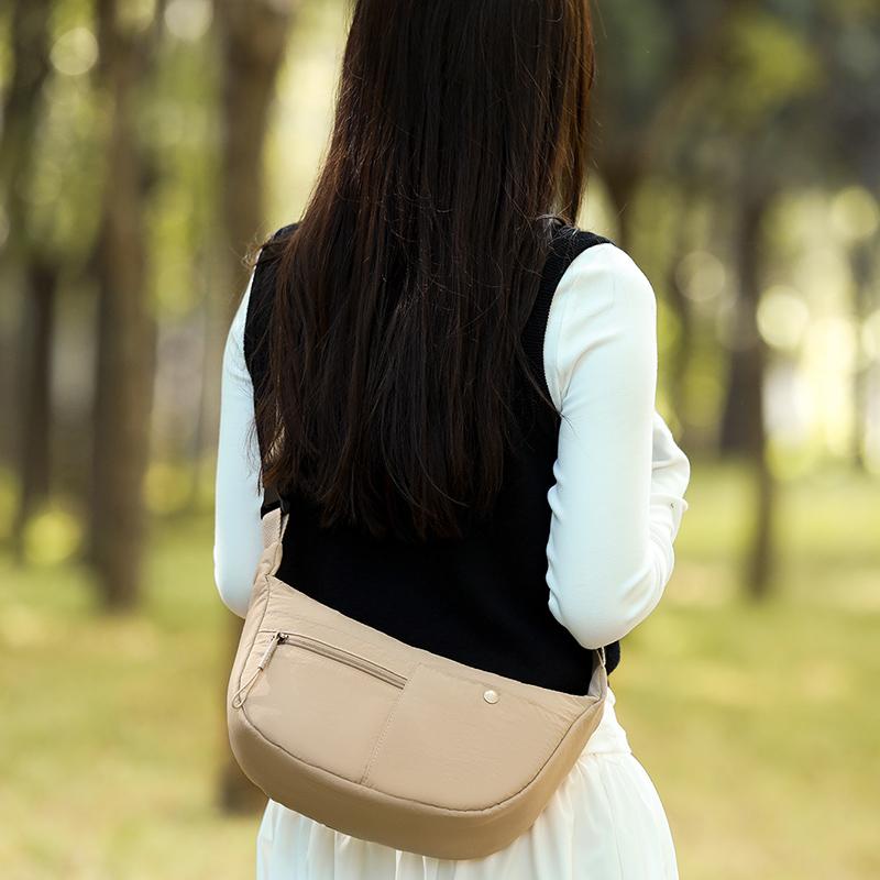 Lightweight Nylon Crescent Crossbody Bag Casual Shoulder Purse