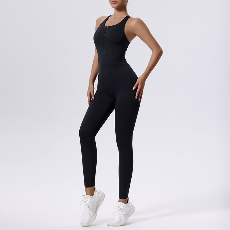 Yoga Bodysuit Women's Bra Nude Feel Sports Workout Clothes Training Dance One-Piece Hip Lifting Running Trousers Tight