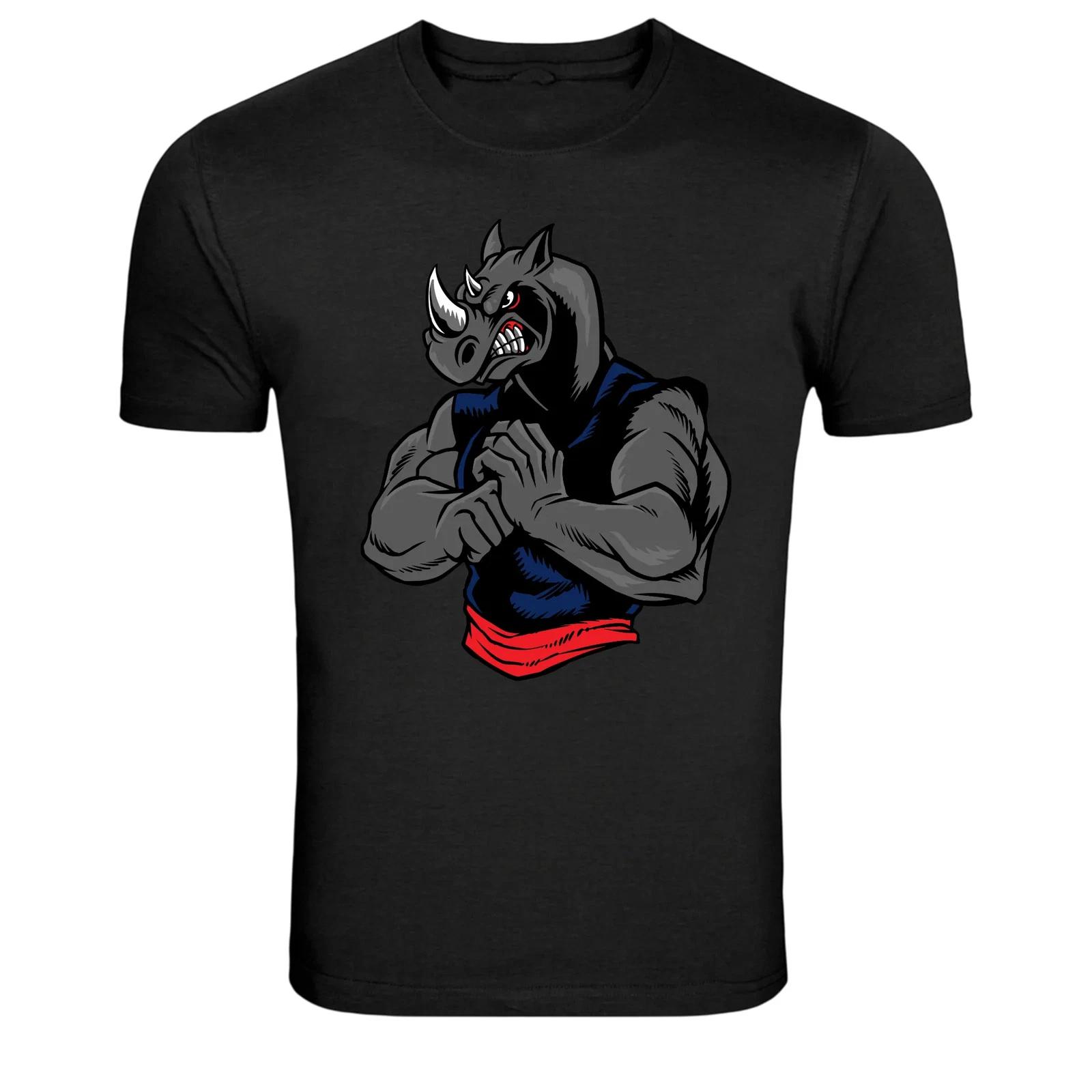 Rhino Strong Warrior Mascot Animal Graphic T-Shirt XL