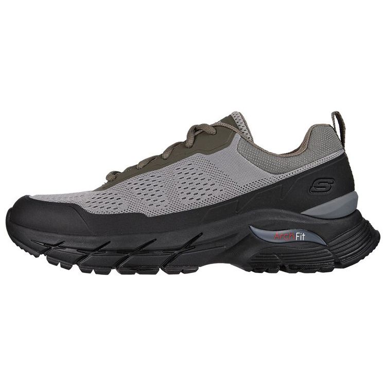 Skechers Arch Fit Baxter Mesh Synthetic Leather Athletic Comfort Low Top Casual Shoes Men sneakers Gray Black 210353-GRBK 39.5