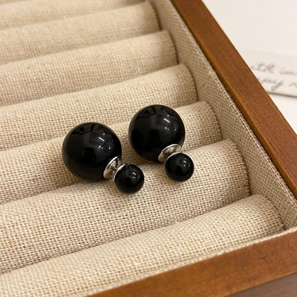 Elegance Pearl Stud Earrings Double-Sided Pearl Earrings Hot Sale Women s Earrings чёрный
