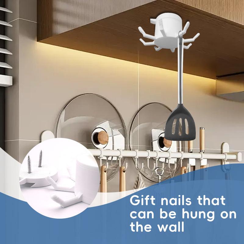 Kitchen Under Cabinet Utensil Hanger Rotatable Kitchen Storage Hooks Rotating Kitchenware Hook Under Cabinet For Towel Bag