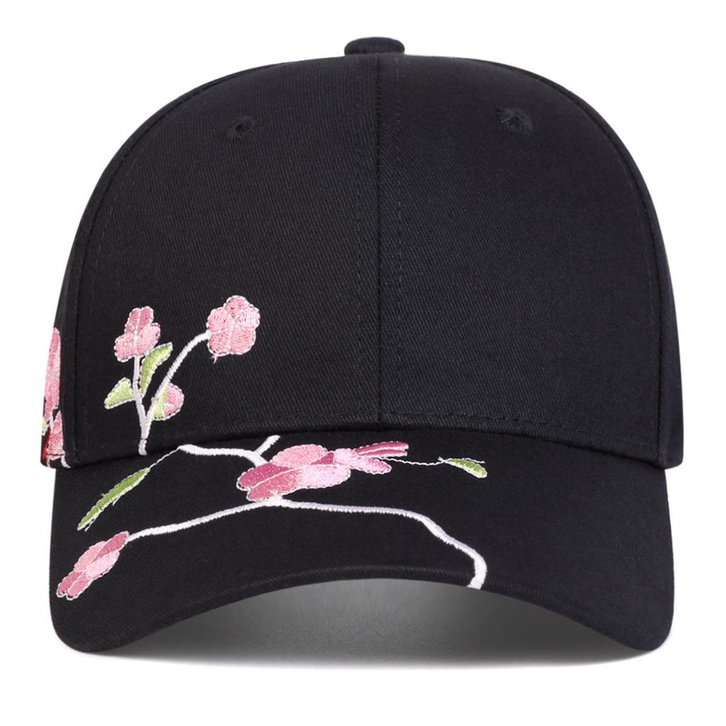 Peach Blossom Women's Korean-Style Baseball Cap: Versatile Duckbill Sun Hat with Embroidered Flowers