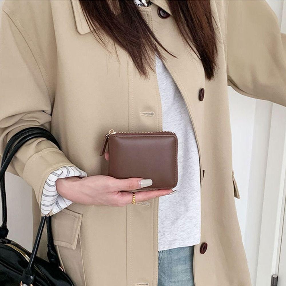 Wallets PU Zipper Wallet Korean Style Card Holder Casual Solid Color Coin Purse  Student