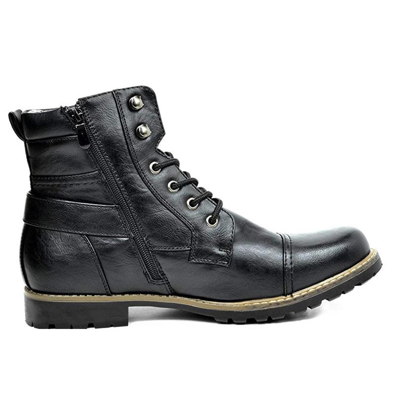 Fashion Men Boot Metal Double Zipper Motorcycle Boot Men Leather Casual Ankle Boots Botas Tacticas Hombre Militar Zapatos Para Hombres