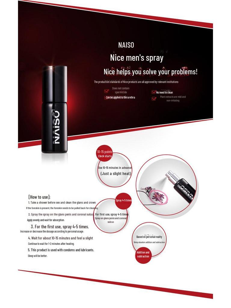 Leshi Naishi Men's Topical Spray - Adult Sex Toys (288/Box) for Hotel Supplies