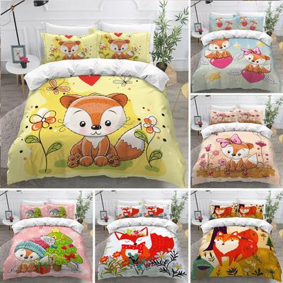 Kinder-Bettbezug mit Cartoon-Fuchs, Mikrofaser, Bettwäsche-Set mit schönem Tiermotiv, Bettbezug, Kingsize, für Kinder, Erwachsene, Mädchen, Schlafzimmer-Dekor