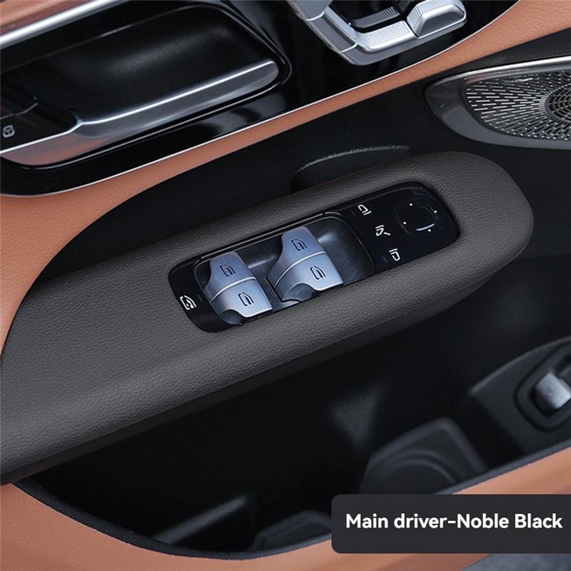 Accessories Door Window Glass Lift Button Cover Trim Frame Leather Sticker For Mercedes Benz-A87Q