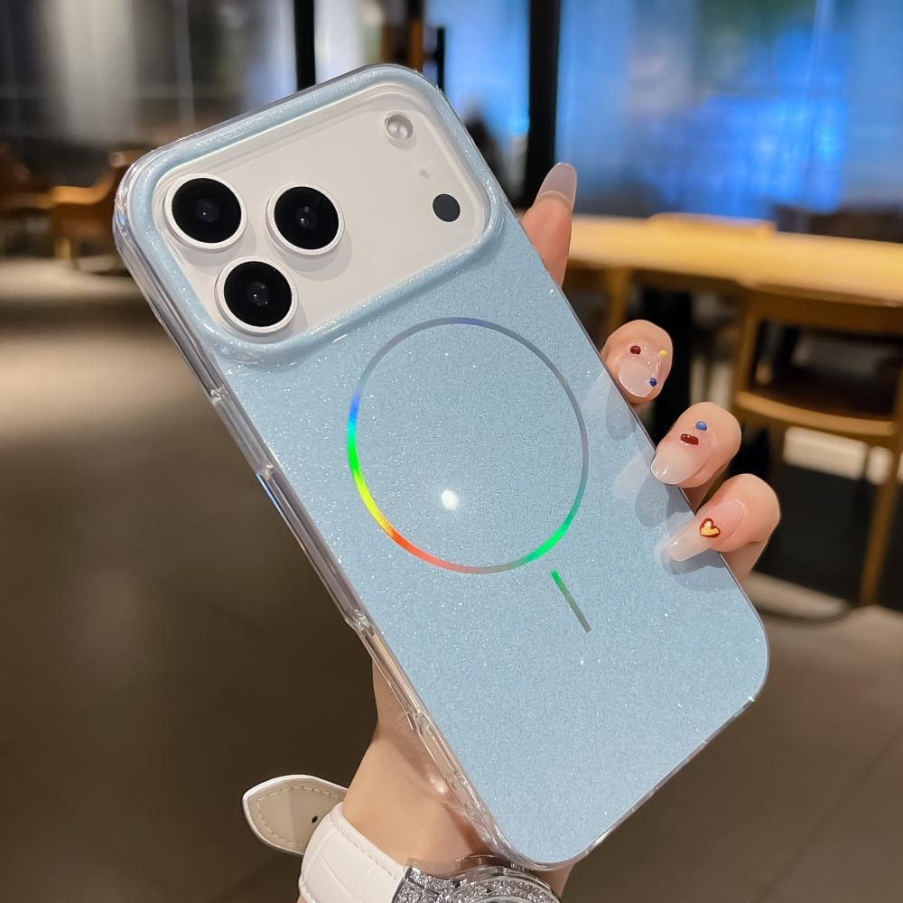 Luxury Laser Glitter ForMagsafe Phone Case ForiPhone 17 Air 16 15 14 Plus 13 Pro Max Shockproof Shiny Bumper Crystal Cover