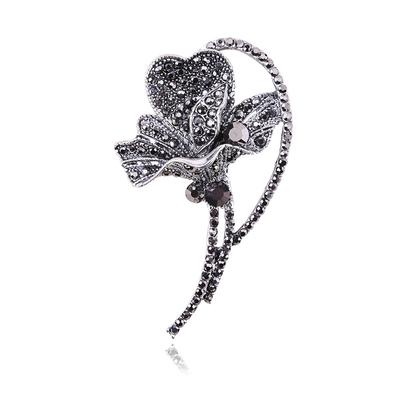 European And American High -End Exquisite Popular Brooches Luxury Alloy Flower Rhinestone Brooches Brooch Jewelry