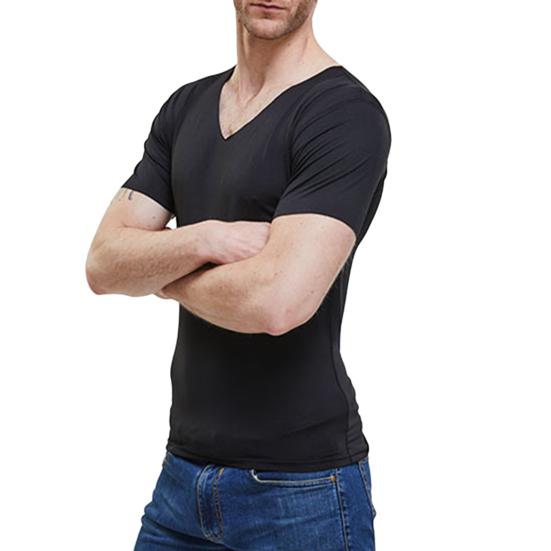 Men's Ice Silk T-Shirts Casual Short Sleeve Sports Tee Summer Breathable Moisture V-Neck Undershirt Top